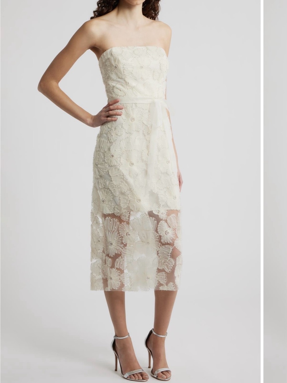 Sam Edelman Ivory Strapless Floral Dress